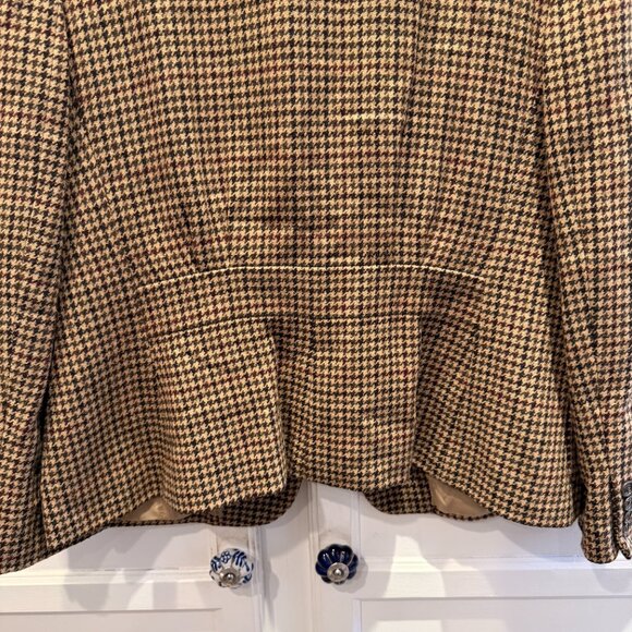 Chaps Ralph Lauren Wool Brown Houndstooth 3 Button Blazer Jacket Size 14 - Picture 8 of 8